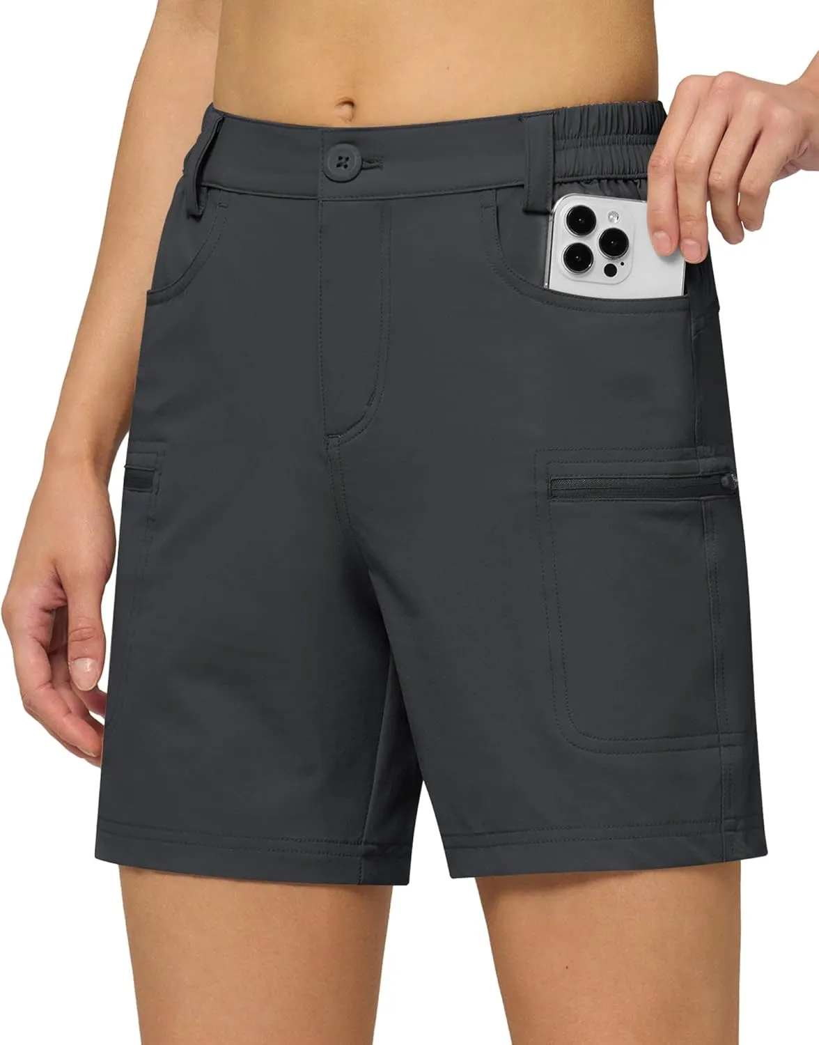 Willit Women's 7" Hiking Golf Shorts Stretch Qucik Dry with Cargo Pockets Water Resistant Outdoor Summer