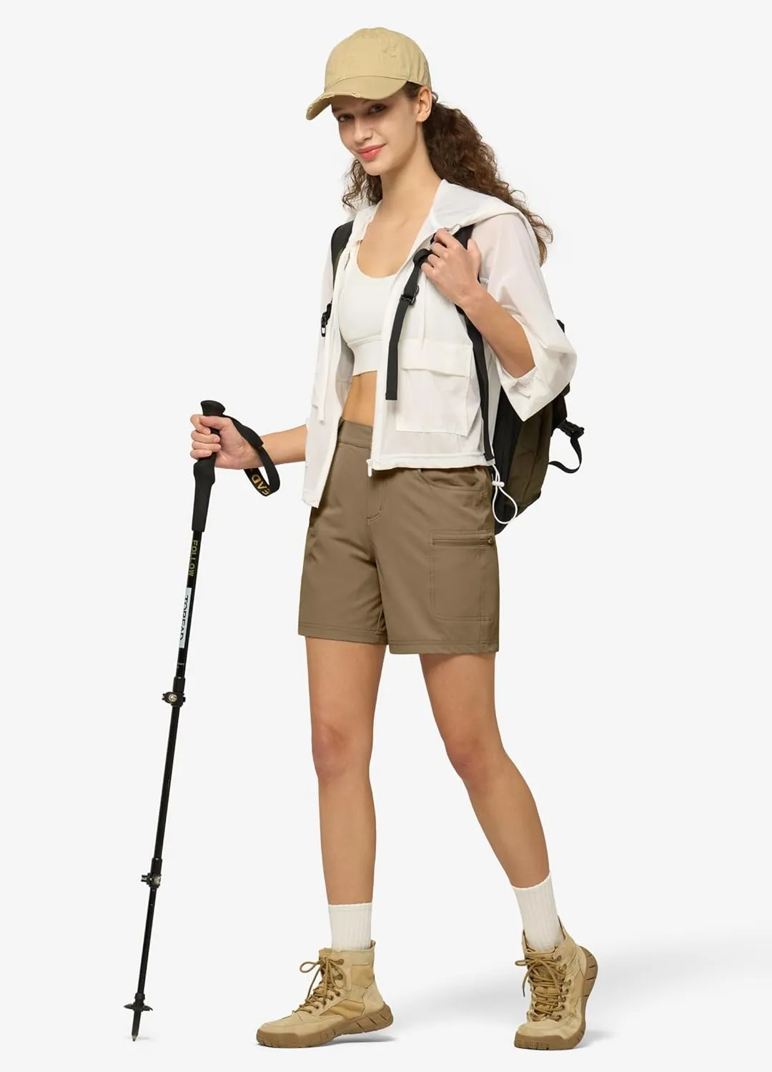 Willit Women's 7" Hiking Golf Shorts Stretch Qucik Dry with Cargo Pockets Water Resistant Outdoor Summer