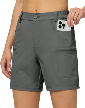 Willit Women's 7" Hiking Golf Shorts Stretch Qucik Dry with Cargo Pockets Water Resistant Outdoor Summer