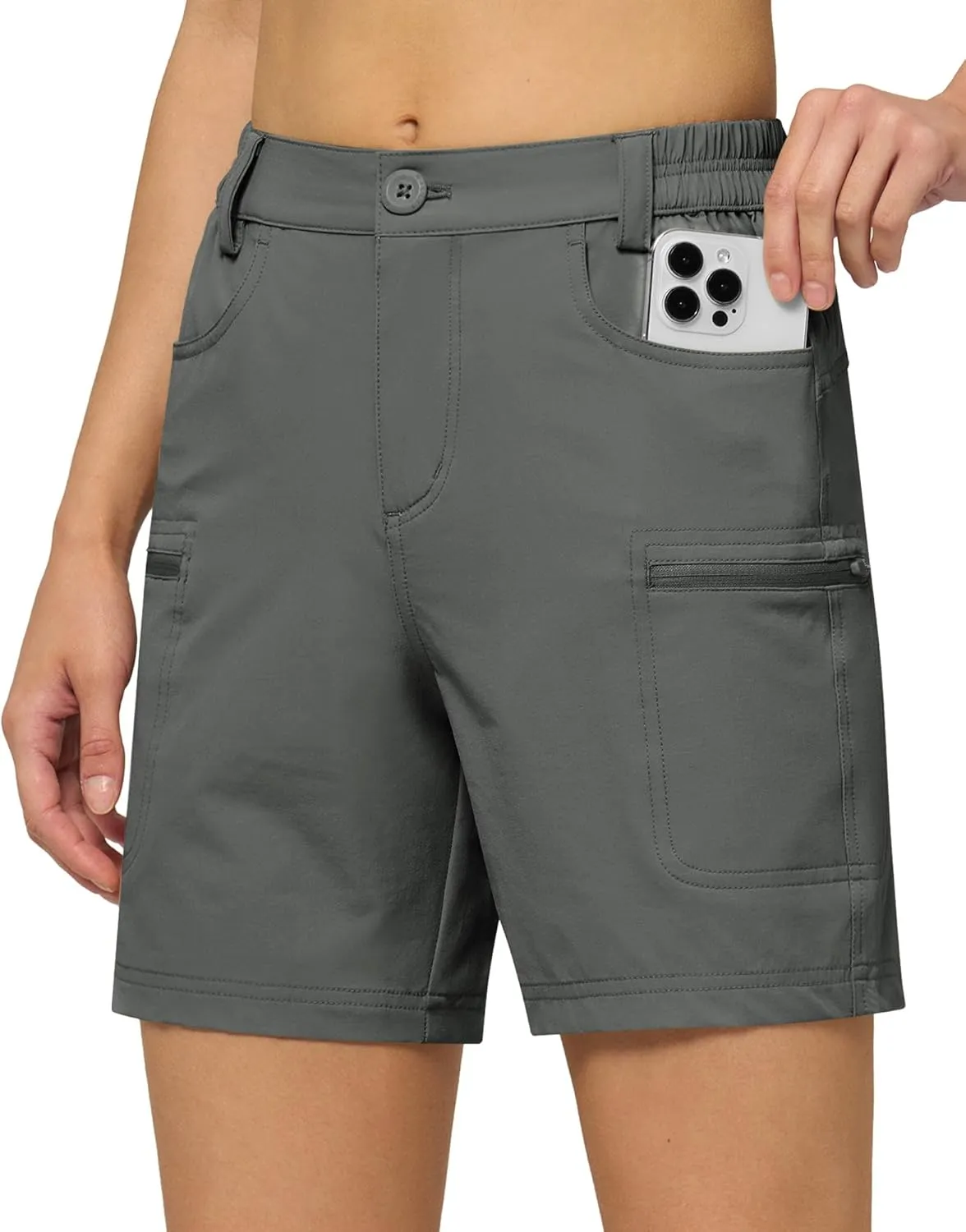 Willit Women's 7" Hiking Golf Shorts Stretch Qucik Dry with Cargo Pockets Water Resistant Outdoor Summer