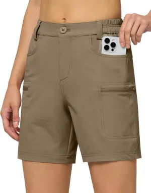 Willit Women's 7" Hiking Golf Shorts Stretch Qucik Dry with Cargo Pockets Water Resistant Outdoor Summer