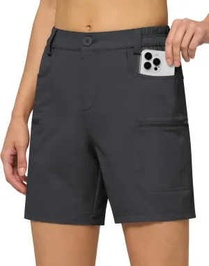 Willit Women's 7" Hiking Golf Shorts Stretch Qucik Dry with Cargo Pockets Water Resistant Outdoor Summer