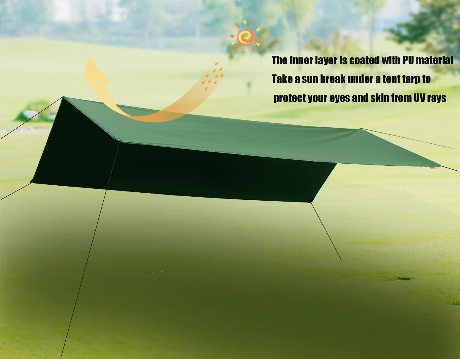 Wind Tour Portable Multifunctional Tent Footprint Traveling Awning Backpacking Tarp Rain Fly Tarp Tent Waterproof Shelter Outdoor Camping Tarp Sun Shelter for Hiking, Beach (Green-177×177 in), Blue