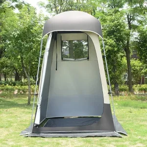 Windproof Family Camping Tent with Ventilated Mesh Windows, Portable Waterproof Tent for Backpacking, Hiking, Festivals – Gray