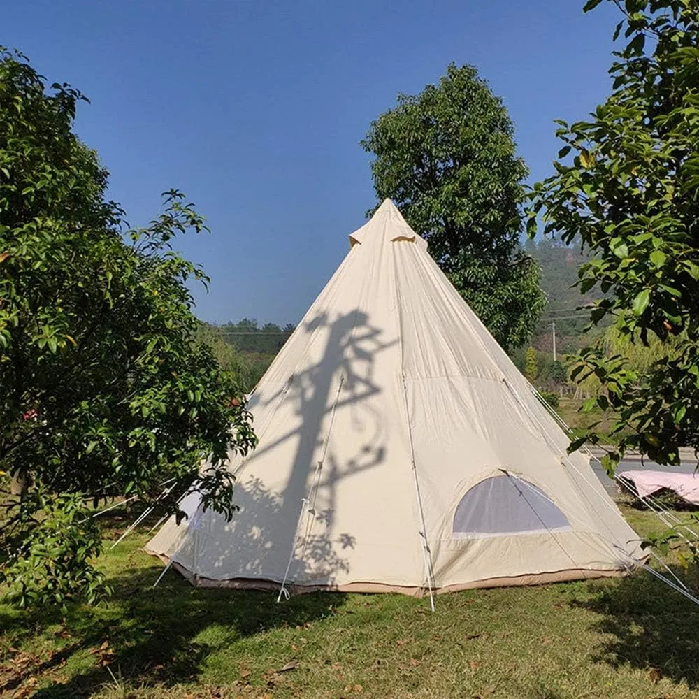 Winter TentTent Outdoor Camping Tent Canvas 16 Farmhouse Grill Tent Tent Rain Thickened for Family Short Weekends (Beige 5M) (Beige 5M)