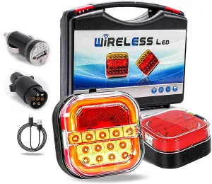 Wireless Trailer Lights Kit, Wireless Trailer Lights Magnetic, Boat Trailers Light LED Submersible Kit, 100FT Range Rechargeable LED Tail Tow Light for Truck, Boat, Rv, Carava, IP67 Waterproof (1*Set)