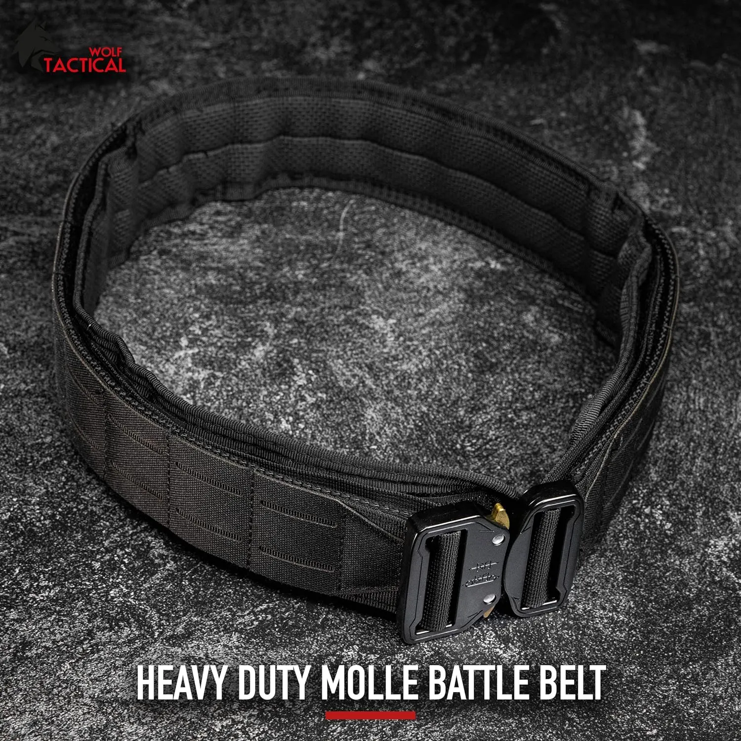 WOLF TACTICAL Molle Battle Belt – War Belt Battle Belts Tactical Gun Belt Duty Belt 2” Quick-Release Combat Belt