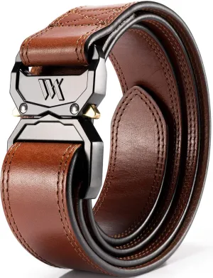 WOLFANT Leather Tactical Belt,100% Italian Solid Full Grain Leather Military Hiking Work Gun Belt with Quick Release Buckle