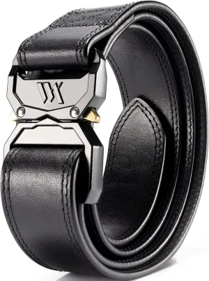 WOLFANT Leather Tactical Belt,100% Italian Solid Full Grain Leather Military Hiking Work Gun Belt with Quick Release Buckle