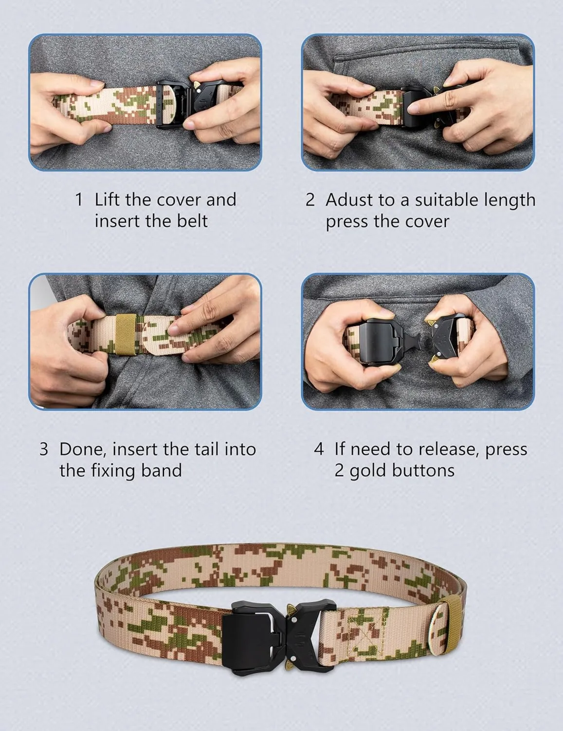 WOLFHUNT Mens Tactical Belt 2 Pack, Nylon Belt Heavy Duty Metal Buckle, Military Hiking Rigger 1.5" Work Belt Quick-release
