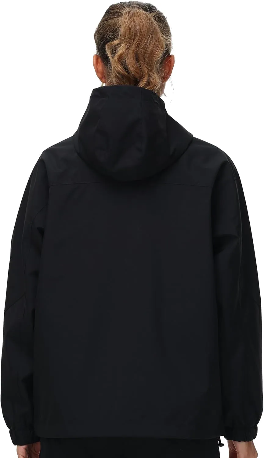 Women Rain Jacket with Adjustable Hood Fashion Lightweight Raincoat Waterproof Soft Shell Windbreaker