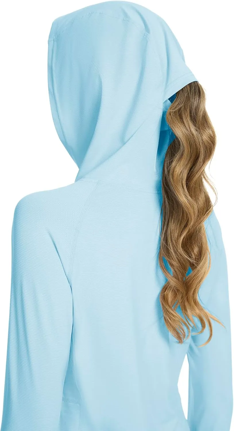 Women UPF50  Long Sleeve Shirts UV Protection Lightweight Sun Hoodie Hiking Workout Tops Quick Dry Outdoor