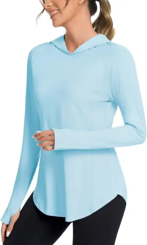 Women UPF50  Long Sleeve Shirts UV Protection Lightweight Sun Hoodie Hiking Workout Tops Quick Dry Outdoor