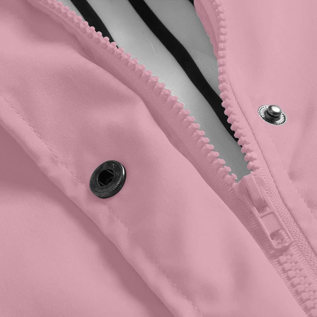 Women Waterproof Outdoor Hiking Raincoat Women Lined Rain Jacket Lightweight Hooded Jackets Trench Coats