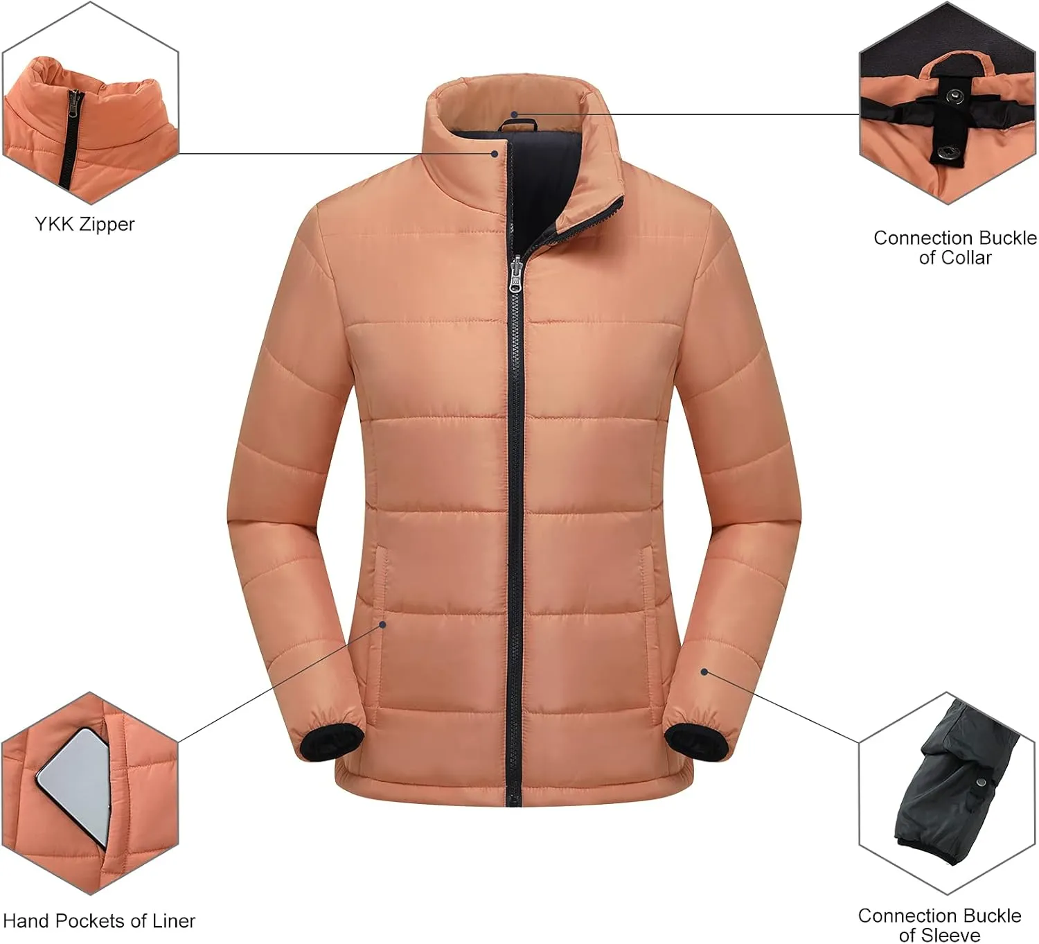 Women's 3 in 1 Ski Jacket Mountain Waterproof Windproof Winter Snow Coat Hike Snowboarding Jackets Hooded Warm Raincoat