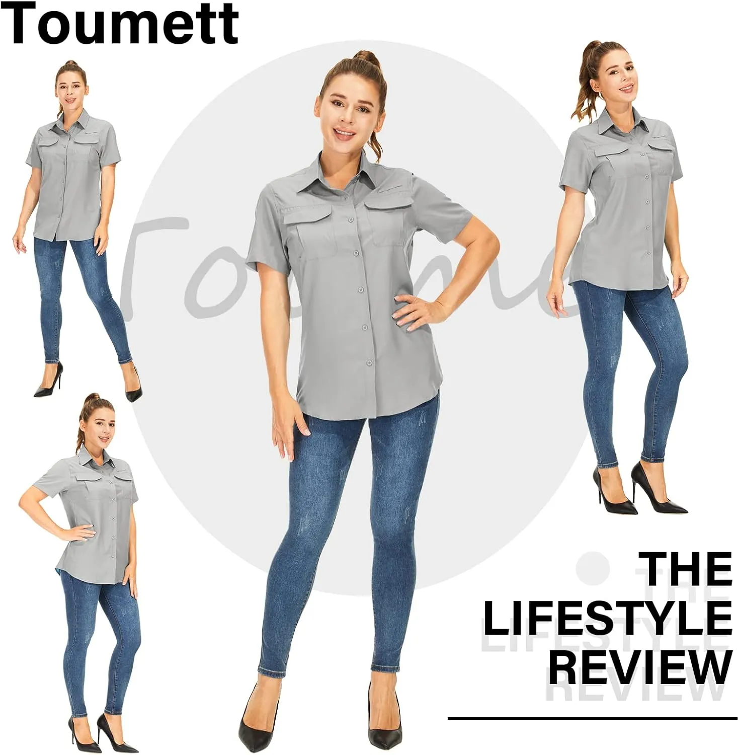 Women's Button Down Shirts UPF 50  Short Sleeve Sun Protection Shirts Stretch Quick Dry Shirt for Fishing, Hiking, Travel