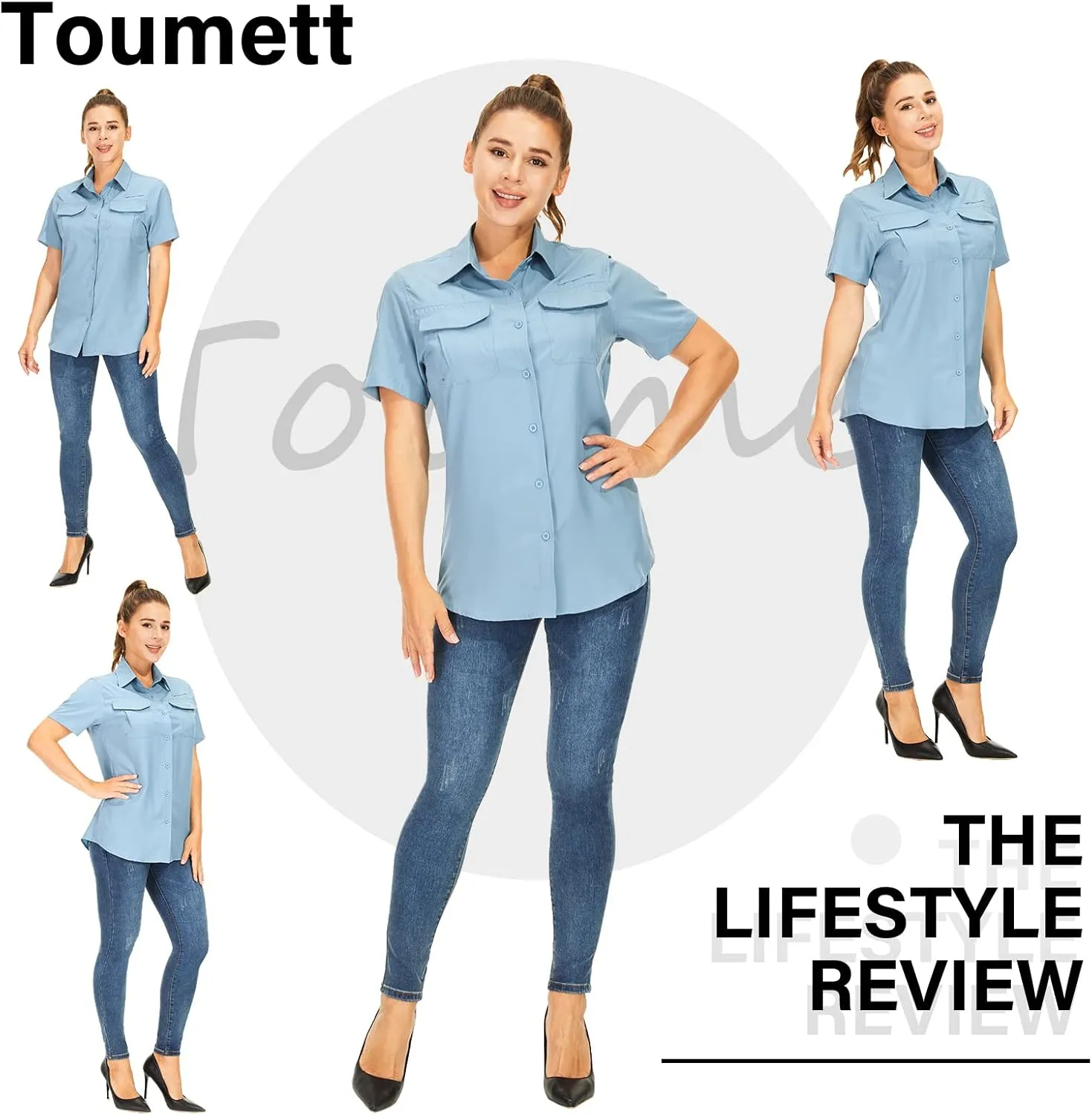 Women's Button Down Shirts UPF 50  Short Sleeve Sun Protection Shirts Stretch Quick Dry Shirt for Fishing, Hiking, Travel