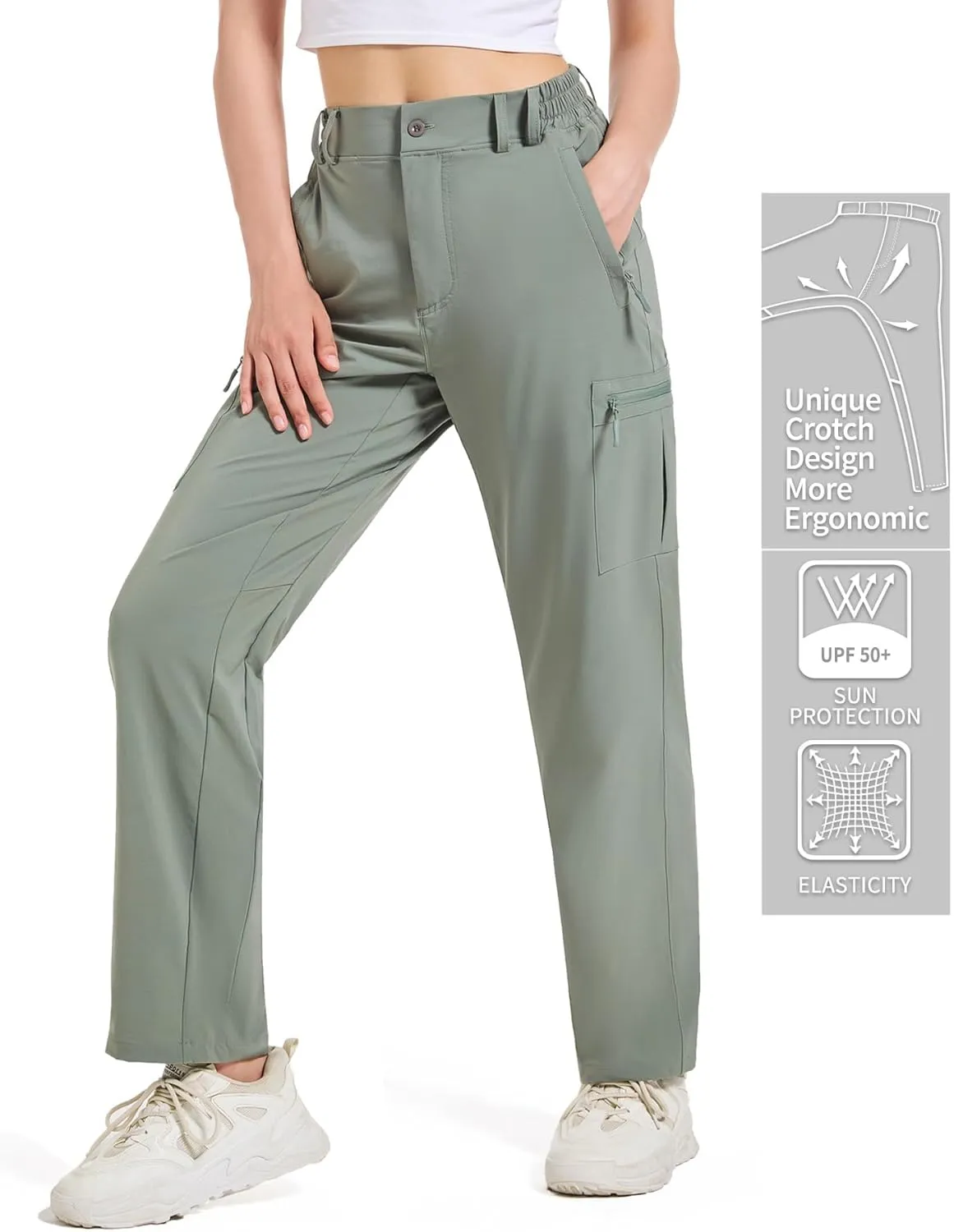Women's Cargo Pants Hiking Pants Women Travel Pants Women Waterproof 4 Pockets Stretchy Quick Dry Lightweight