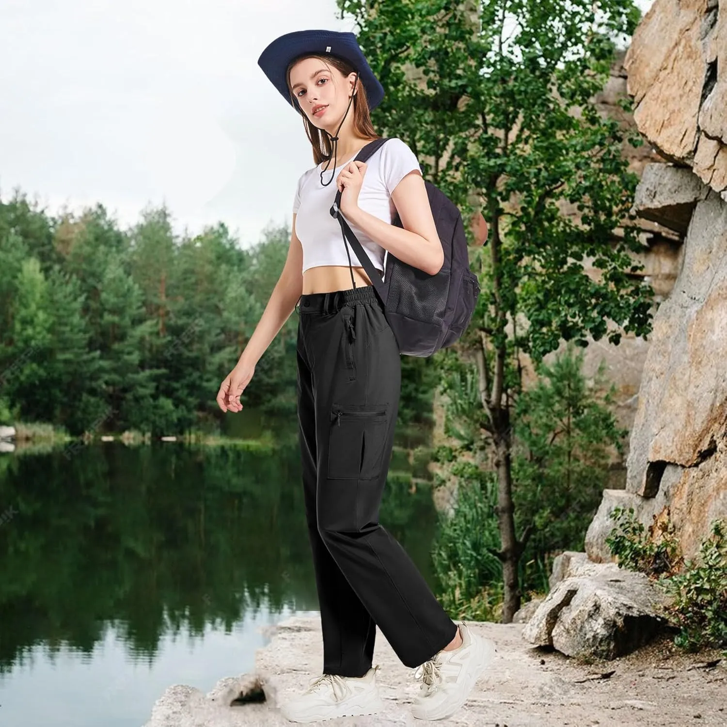 Women's Cargo Pants Hiking Pants Women Travel Pants Women Waterproof 4 Pockets Stretchy Quick Dry Lightweight