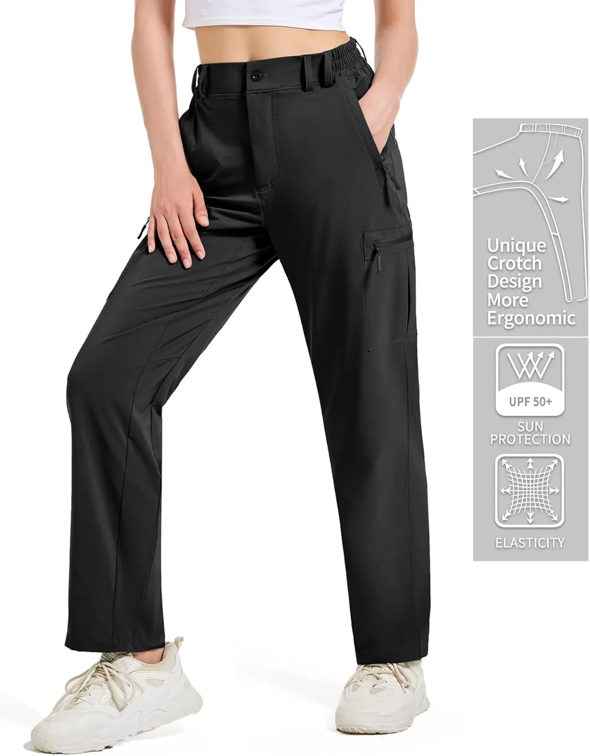Women's Cargo Pants Hiking Pants Women Travel Pants Women Waterproof 4 Pockets Stretchy Quick Dry Lightweight
