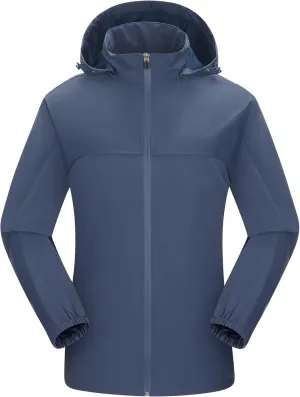 Women's Hooded Jacket Waterproof Breathable Spring Windproof Warm Jacket Lightweight Women