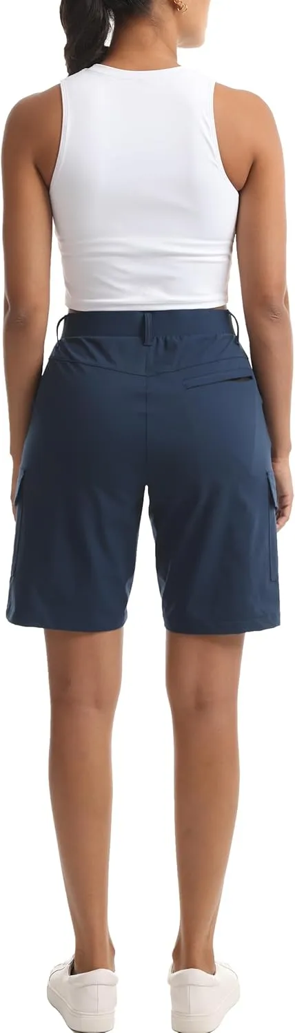 Women's Lightweight Hiking Cargo Shorts for Running Athletic Camping Travel Golf - Water Resistant with 5 Pockets