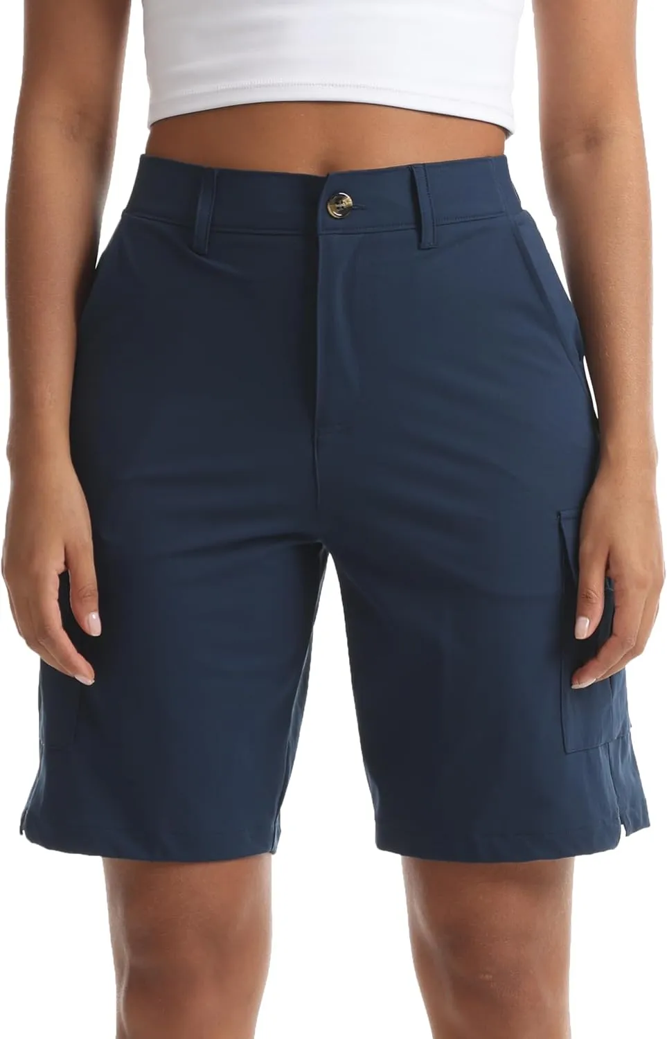 Women's Lightweight Hiking Cargo Shorts for Running Athletic Camping Travel Golf - Water Resistant with 5 Pockets