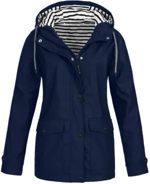 Women's Rain Jacket Waterproof Hooded Windbreaker Lightweight Trench Coat Active Outdoor Raincoat With Hood
