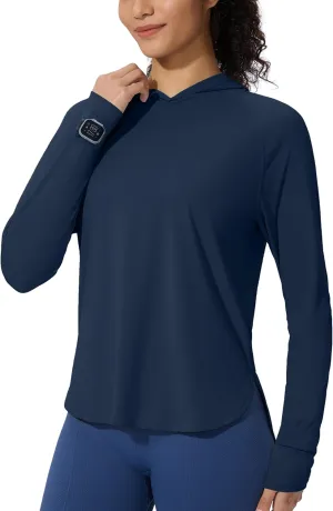 Women's UPF 50  Sun Shirt with Hoodie SPF Long Sleeve UV Protection Clothing Lightweight Fishing Hiking Outdoor