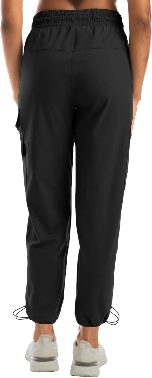 Women's Water Resistant Cargo Joggers - Trendy Travel Hiking Pants with Zippered Pockets for All Season