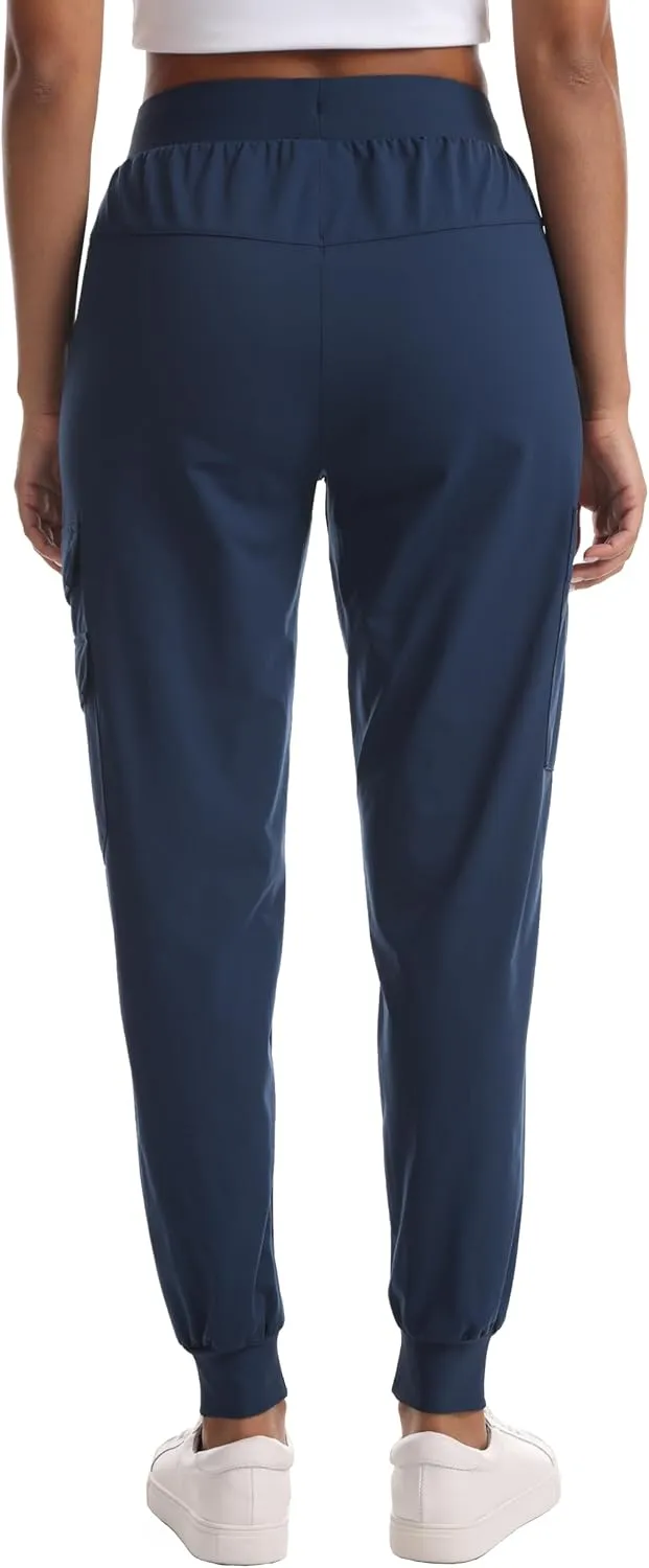 Women's Water Resistant Cargo Joggers - Trendy Travel Hiking Pants with Zippered Pockets for All Season