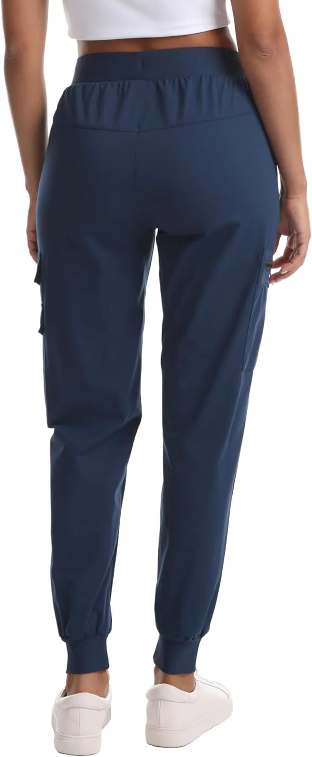 Women's Water Resistant Cargo Joggers - Trendy Travel Hiking Pants with Zippered Pockets for All Season