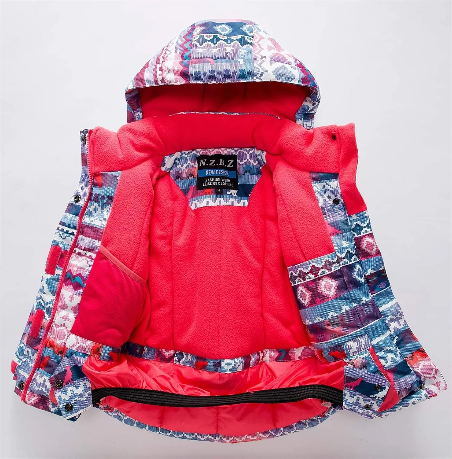 WOWULOVELY Girls Thicken Warm Snowsuit Hooded Ski Jacket Pants 2 Pcs Set Skiing Jacket with Pants