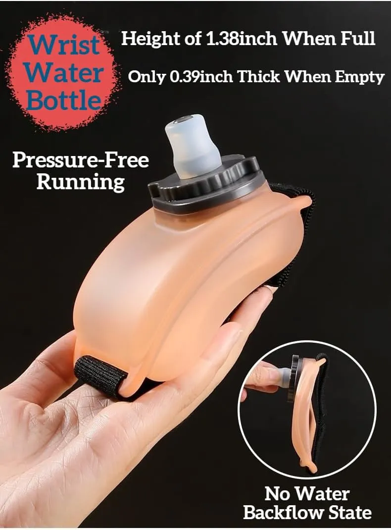 Wrist Water Bottle – Leak-Proof, Food-Grade Silicone Hydration Solution for Running, Gym, and Outdoor Activities (Pink)