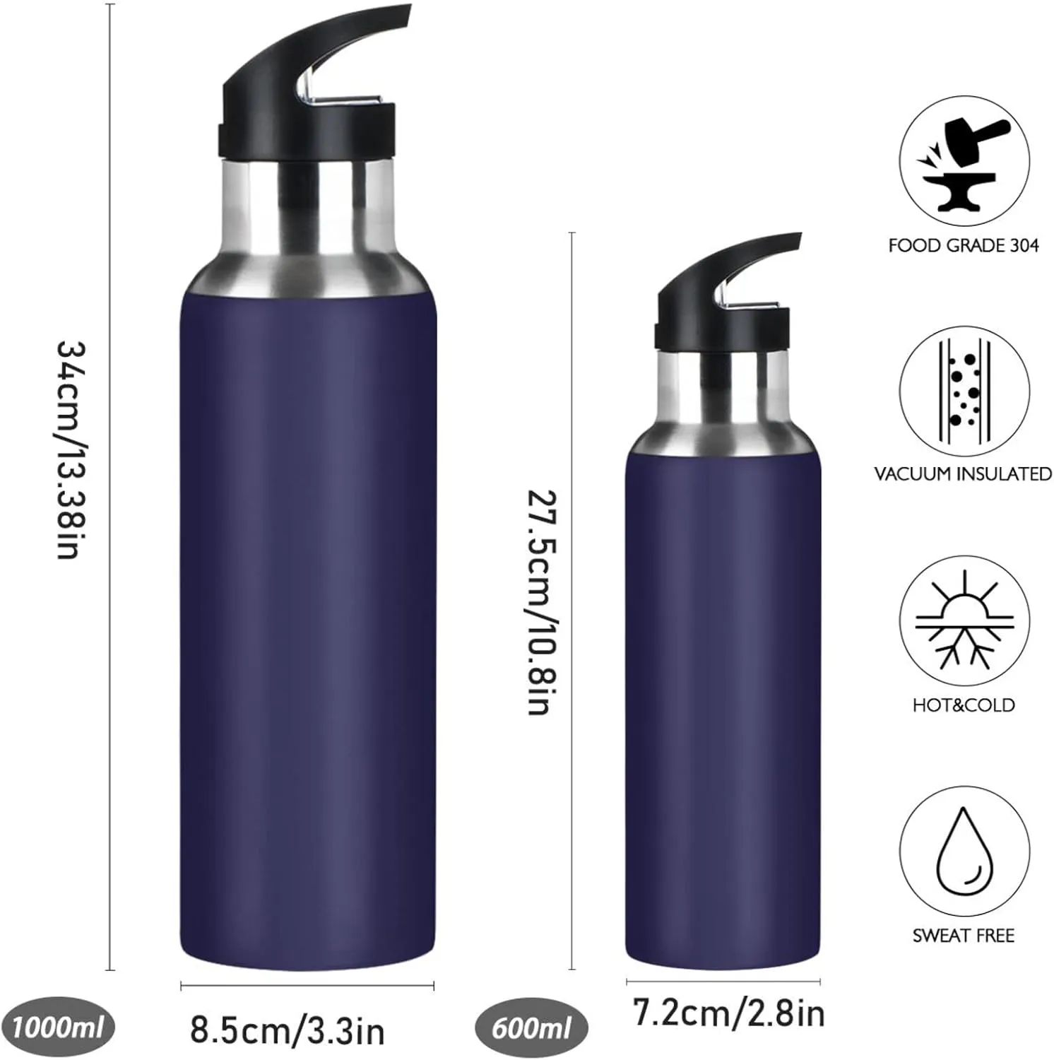 xigua Fresh Cartoon Pineapple Stainless Steel 600ml Water Bottle Leak-Proof Water Bottle, Suitable for Gym School Children and Adult Drinking Bottles