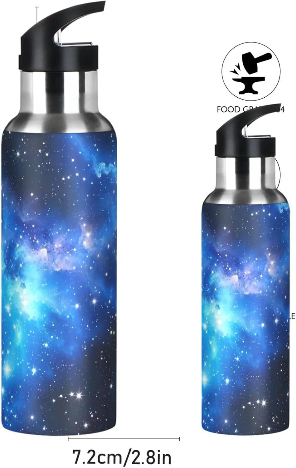 xigua Galaxy Universe Fantasy Stainless Steel 600ml Water Bottle Leak-Proof Water Bottle, Suitable for Gym School Children and Adult Drinking Bottles