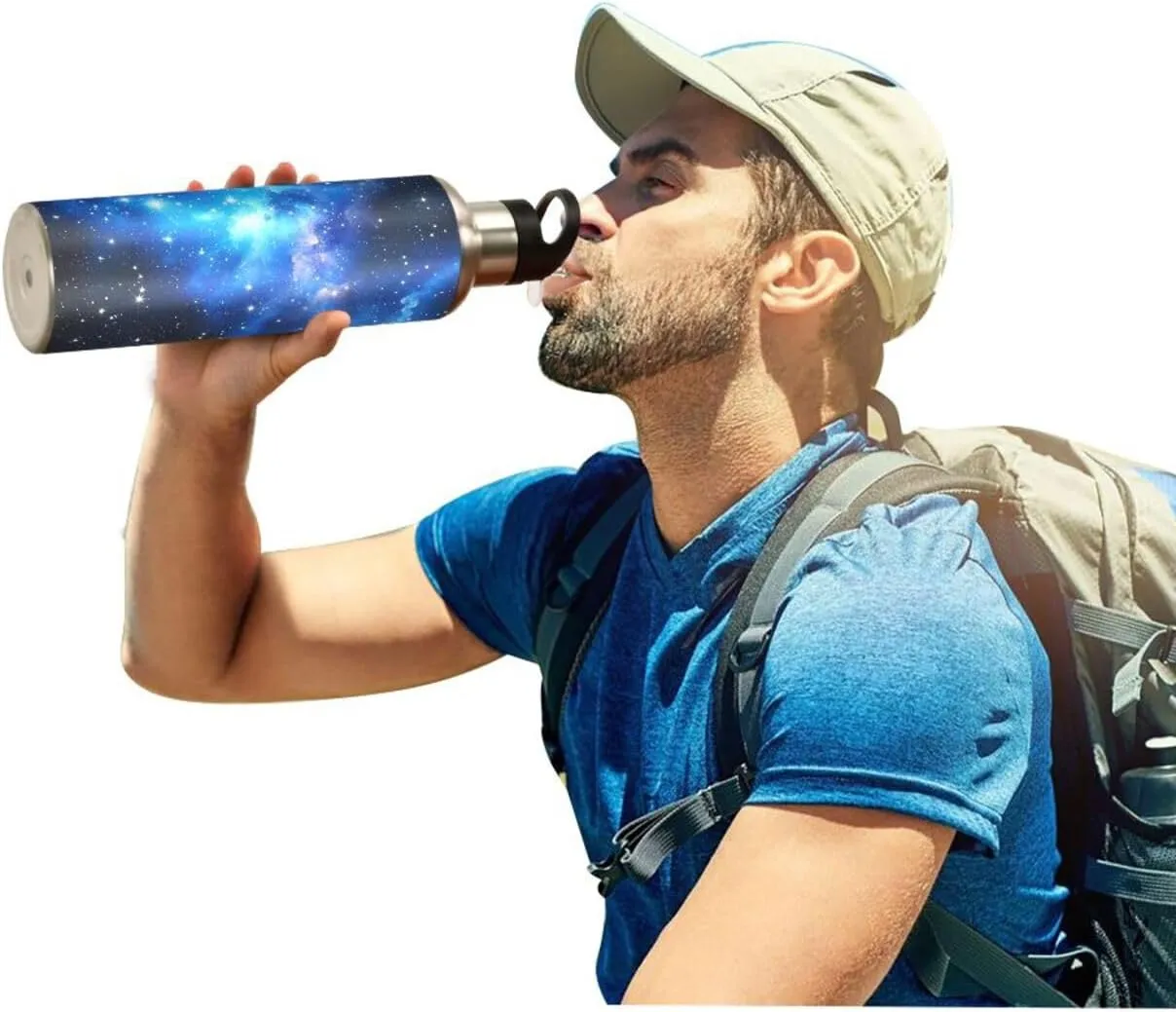 xigua Galaxy Universe Fantasy Stainless Steel 600ml Water Bottle Leak-Proof Water Bottle, Suitable for Gym School Children and Adult Drinking Bottles