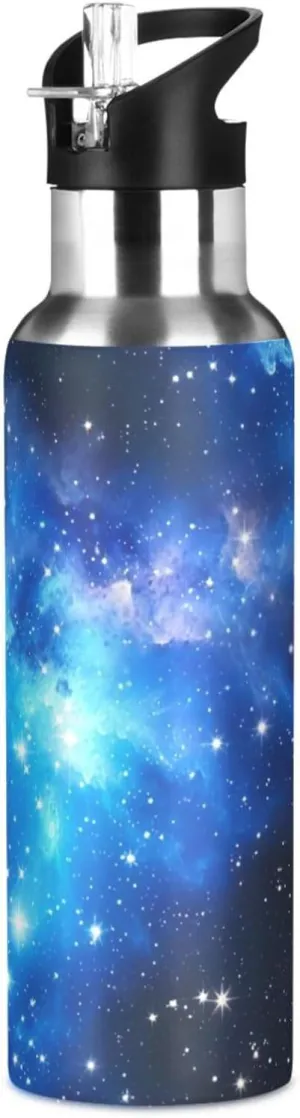 xigua Galaxy Universe Fantasy Stainless Steel 600ml Water Bottle Leak-Proof Water Bottle, Suitable for Gym School Children and Adult Drinking Bottles