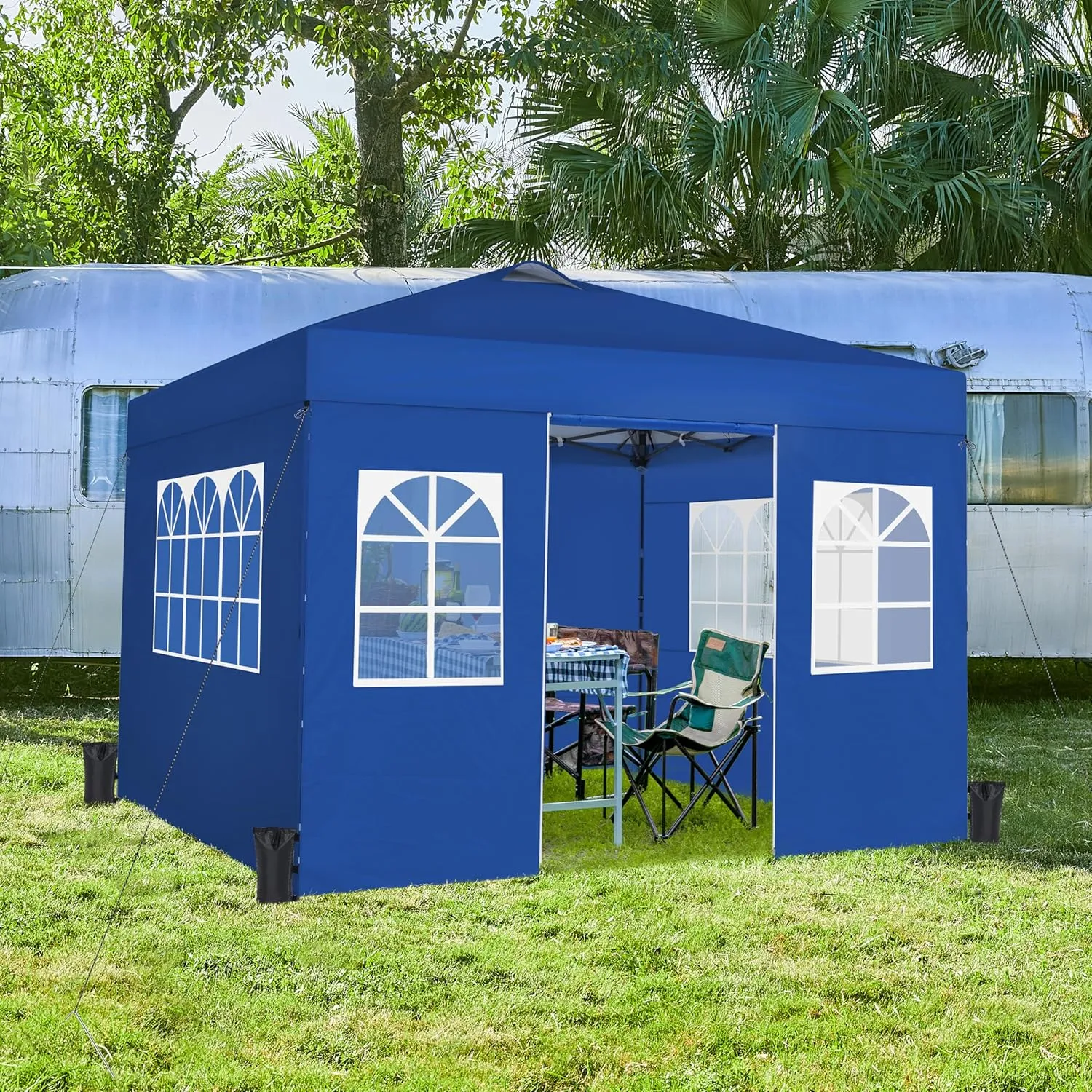Yaheetech 10x10 FT Pop Up Canopy Tent with 4 Side Walls & One-Push Setup & Roller Bag, Outdoor Heavy-Duty Instant Event Tent for Garden/Wedding/Party, Blue