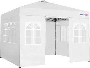 Yaheetech 10x10 FT Pop Up Canopy Tent with 4 Side Walls & One-Push Setup & Roller Bag, Outdoor Heavy-Duty Instant Event Tent for Garden/Wedding/Party, White