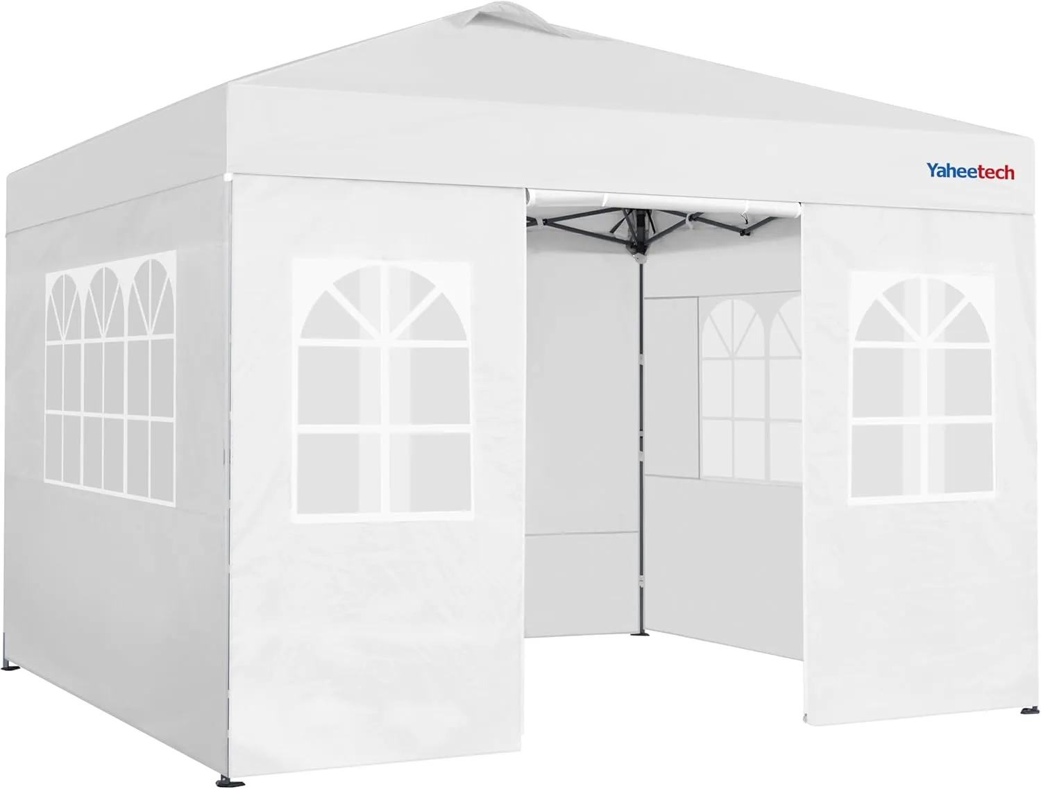 Yaheetech 10x10 FT Pop Up Canopy Tent with 4 Side Walls & One-Push Setup & Roller Bag, Outdoor Heavy-Duty Instant Event Tent for Garden/Wedding/Party, White