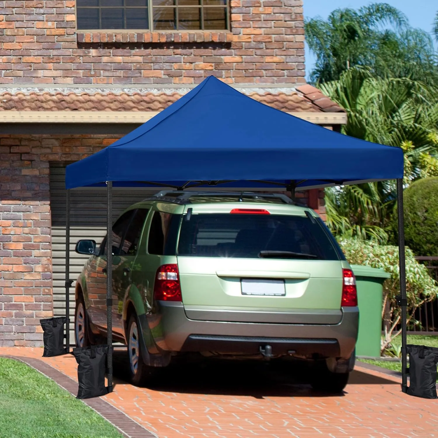 Yaheetech Canopy Tent, Commercial Instant Heavy Duty Canopy, 500D Waterproof Adjustable Canopy with Wheeled Carry Bag, 4 Sandbags and 4 Stakes (10x10, Blue)