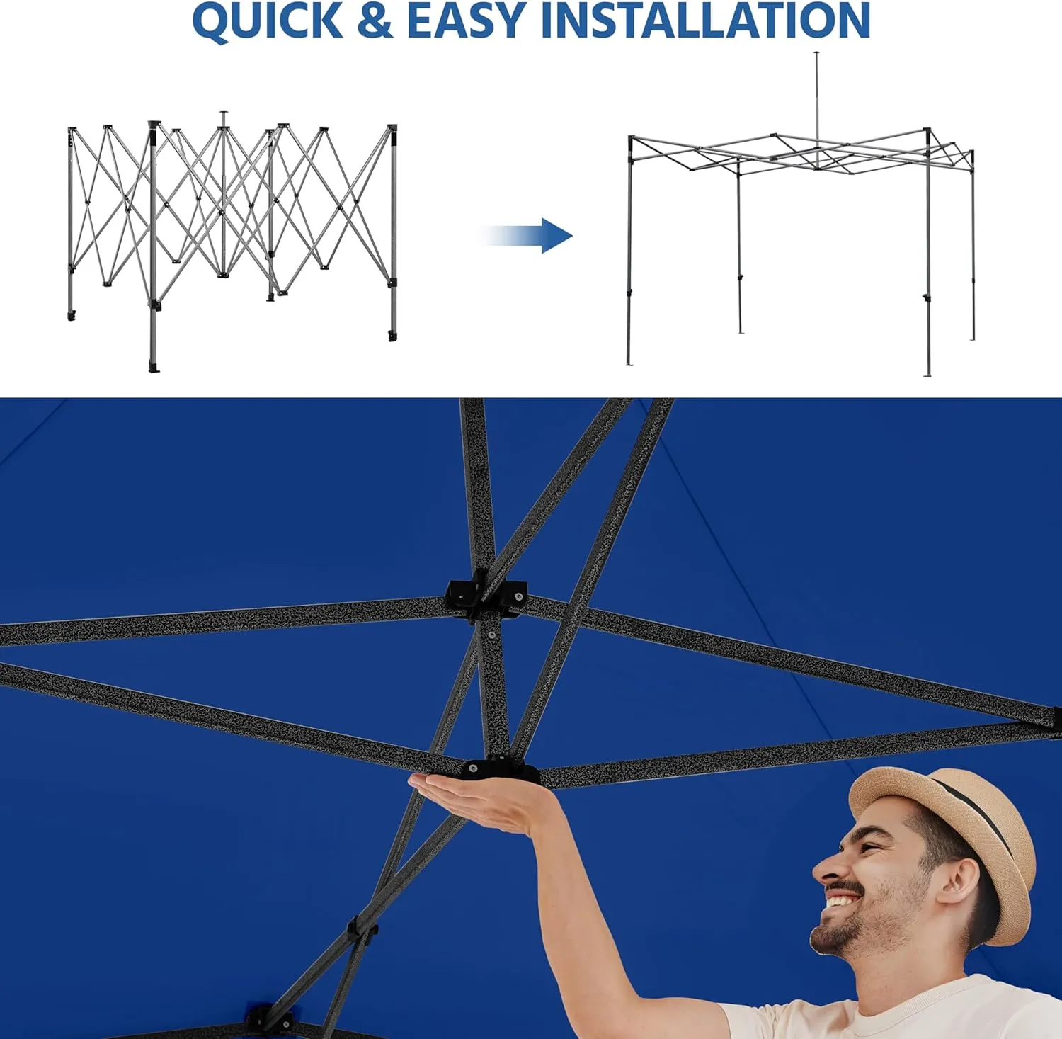 Yaheetech Canopy Tent, Commercial Instant Heavy Duty Canopy, 500D Waterproof Adjustable Canopy with Wheeled Carry Bag, 4 Sandbags and 4 Stakes (10x10, Blue)