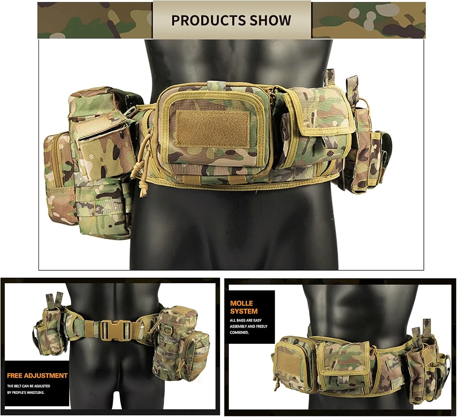 YAKEDA Tactical Battle Belt Duty Belt Law Enforcement Utility Belt Police Belt Set 5 PCS