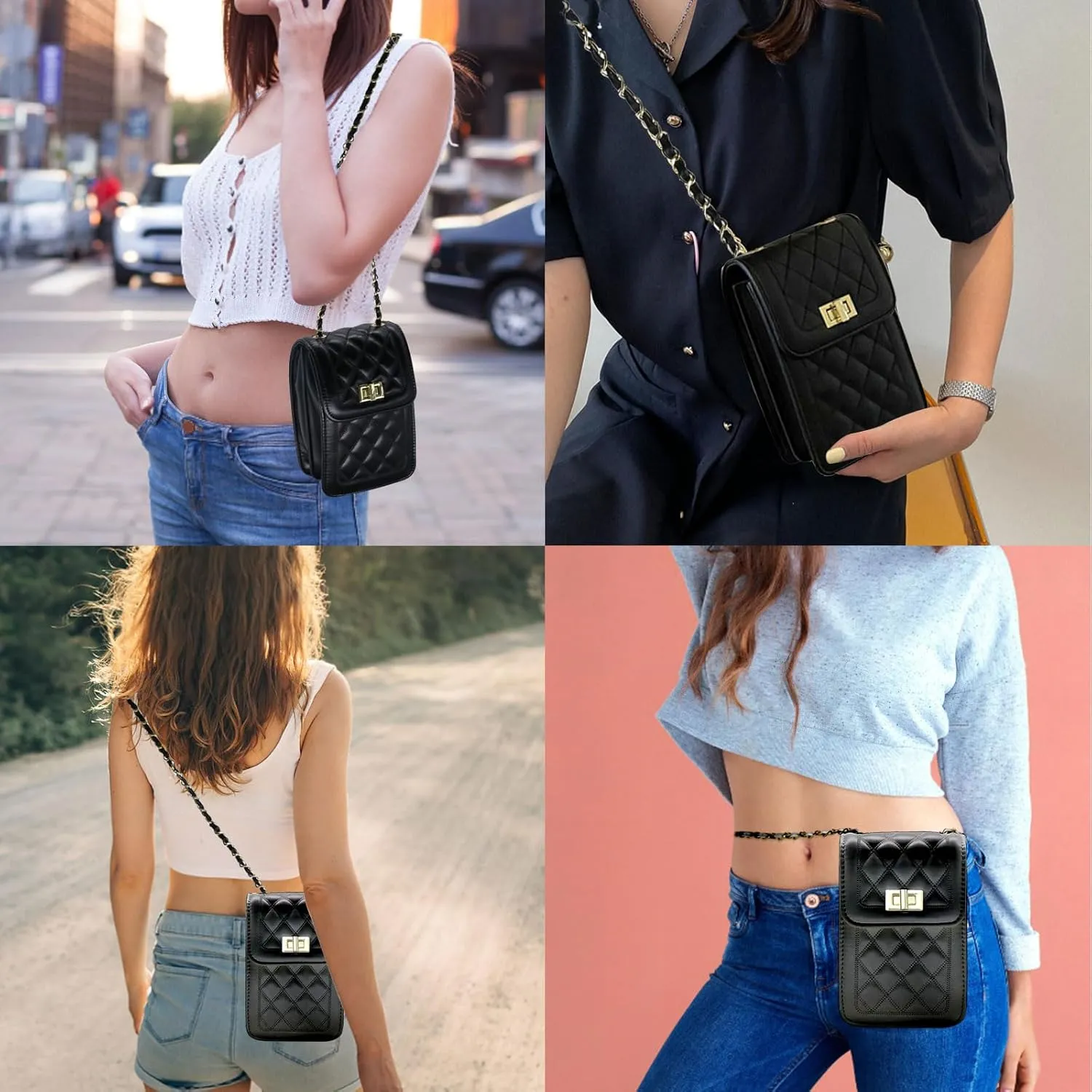 YAMEIZE Small Crossbody Cell Phone Purse - Women Shoulder Bags PU Leather Mini Wallet Bag with Adjustable Shoulder Strap