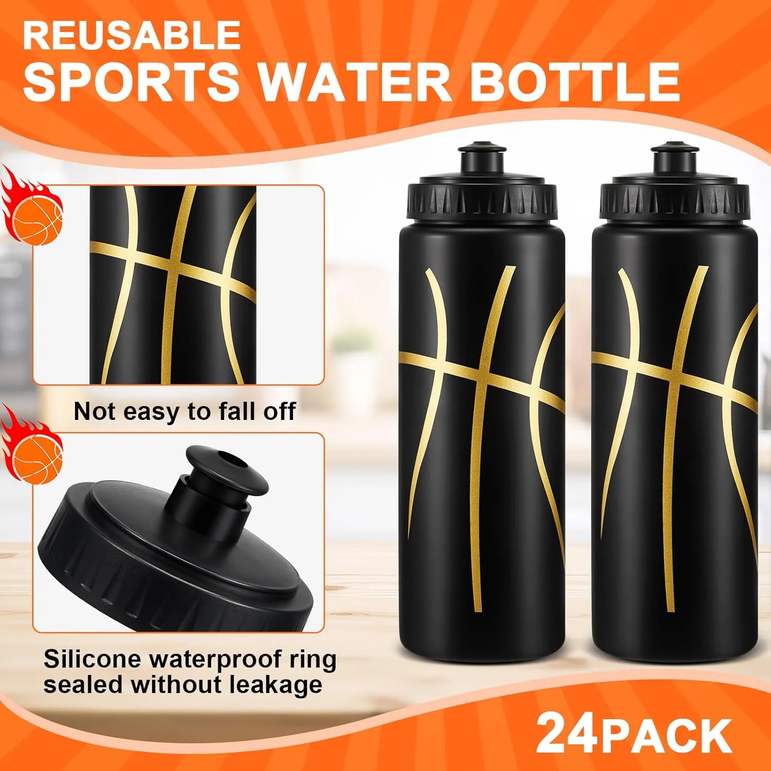 Yaomiao Basketball Water Bottle 20 oz Reusable BPA Free Squeeze Water Bottles Basketball Stuff for Team Sports Party Favors Gifts
