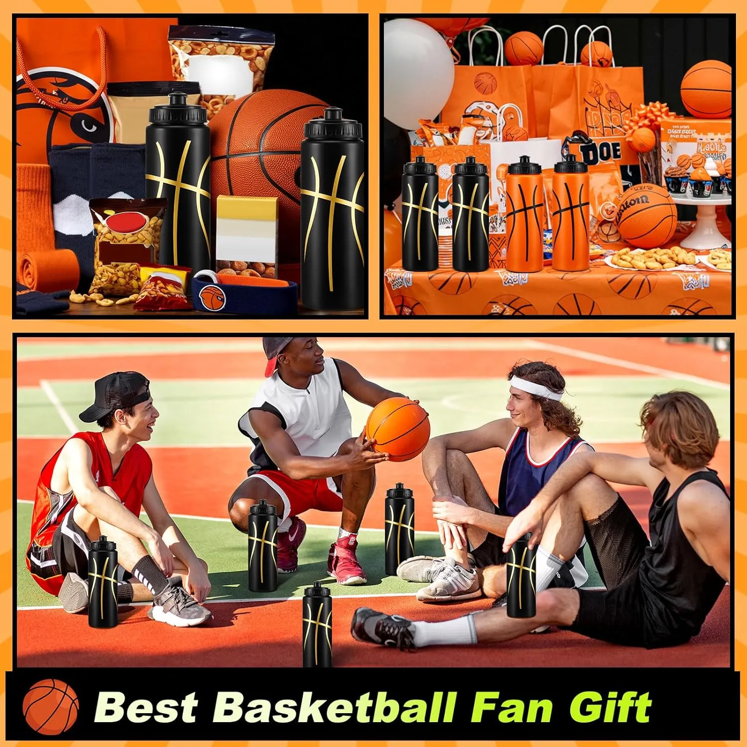 Yaomiao Basketball Water Bottle 20 oz Reusable BPA Free Squeeze Water Bottles Basketball Stuff for Team Sports Party Favors Gifts