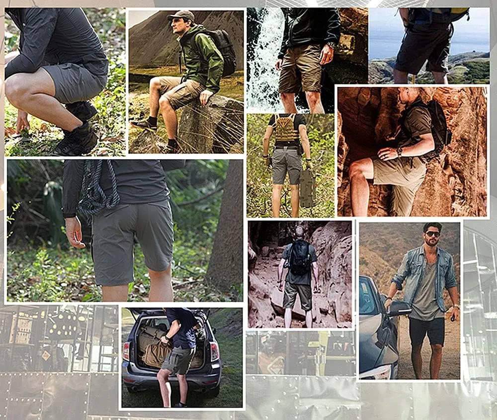 YAXHWIV Mens Tactical Shorts 11" Waterproof Hiking Fishing Breathable Quick Dry Cargo Short Shorts Regular(NO Belt)