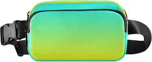 Yellow Turquoise Fanny Belt Bag Waist Packs Crossbody Bags Bum Bag for Running Hiking Travel Workout Adjustable Strap for Women Men