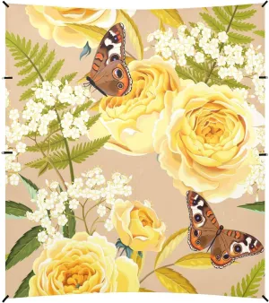 Yellow Vintage Flowers Beach Tent Camping Sun Shelters Portable Outdoor Canopy Sun Shade for Camping Trips Fishing Backyard Fun or Picnics Easy Setup with Carrying Bag